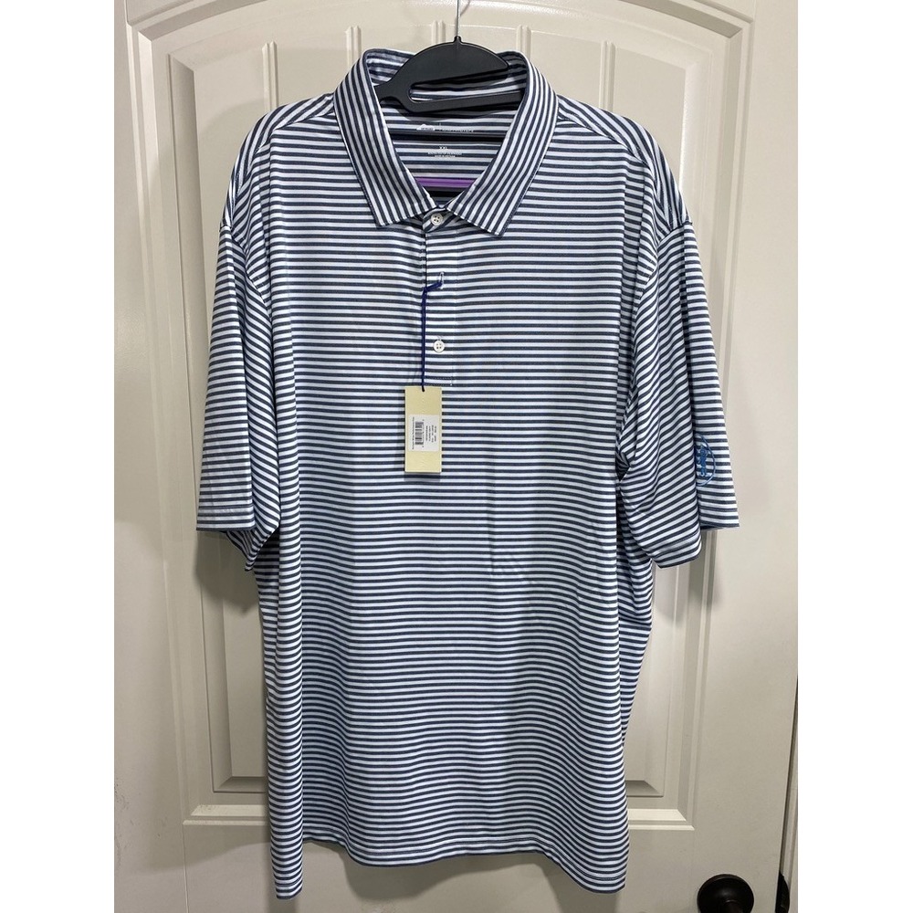 Onward Reserve Mulligan Performance Polo Mens 2XL Striped Classic Navy *Logo*